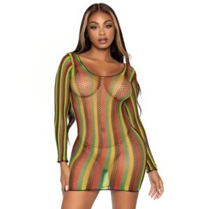 Mini-robe en filet rasta Leg Avenue – Séduction sensuelle garantie