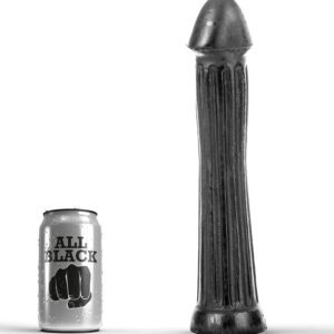 Gode All Black XXL au toucher doux et rainuré