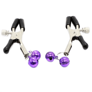 Pinces à tétons Ohmama avec clochettes lilas – Accessoire fétiche raffiné