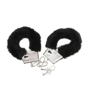 Menottes en métal fourrées noires pour jeux intimes en couple