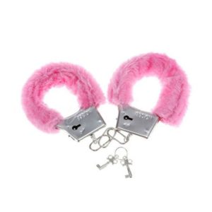 Menottes en métal avec fourrure rose douce pour jeux sensuels