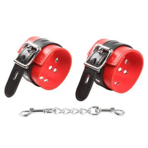 Menottes rouges et noires Ohmama – Accessoire fétiche chic et captivant