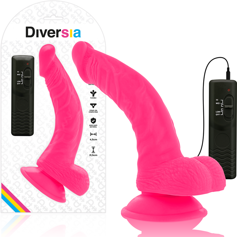Gode vibrant télécommandé Diversia avec ventouse