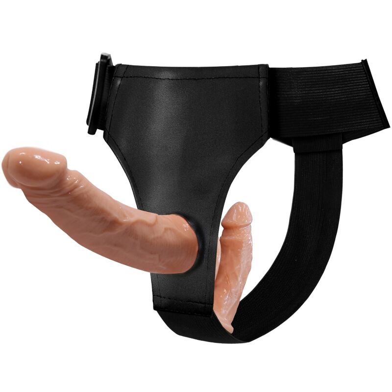 Harnais double pénétration avec gode texturé – plaisir partagé garanti