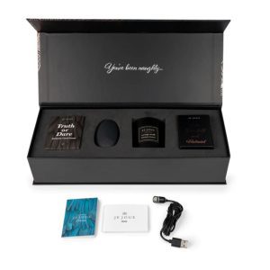 Coffret cadeau intime Je Joue – Vibromasseur, bougie et jeux sensuels