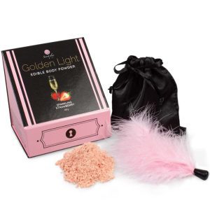 Poudre comestible fraise & champagne – Rituel sensoriel doré