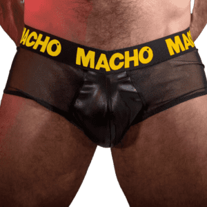 Slip masculin jaune en simili cuir transparent – Shades Fetish