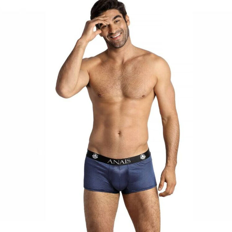 Boxer homme sexy en tulle noir rayé bleu – Naval Anais
