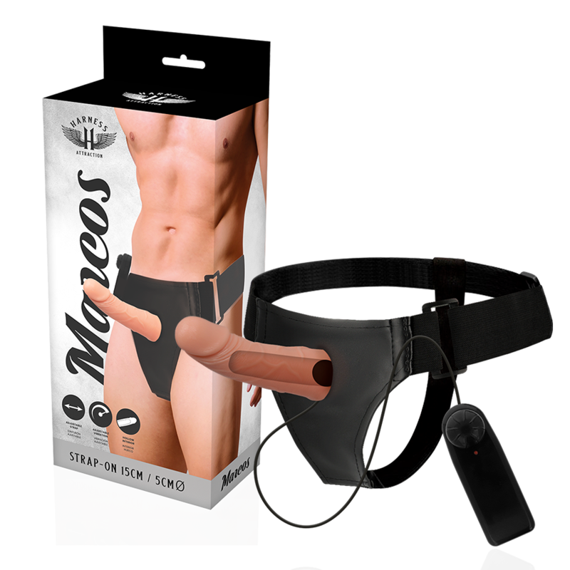 Harnais pénis creux avec vibromasseur – Plaisir XXL assuré