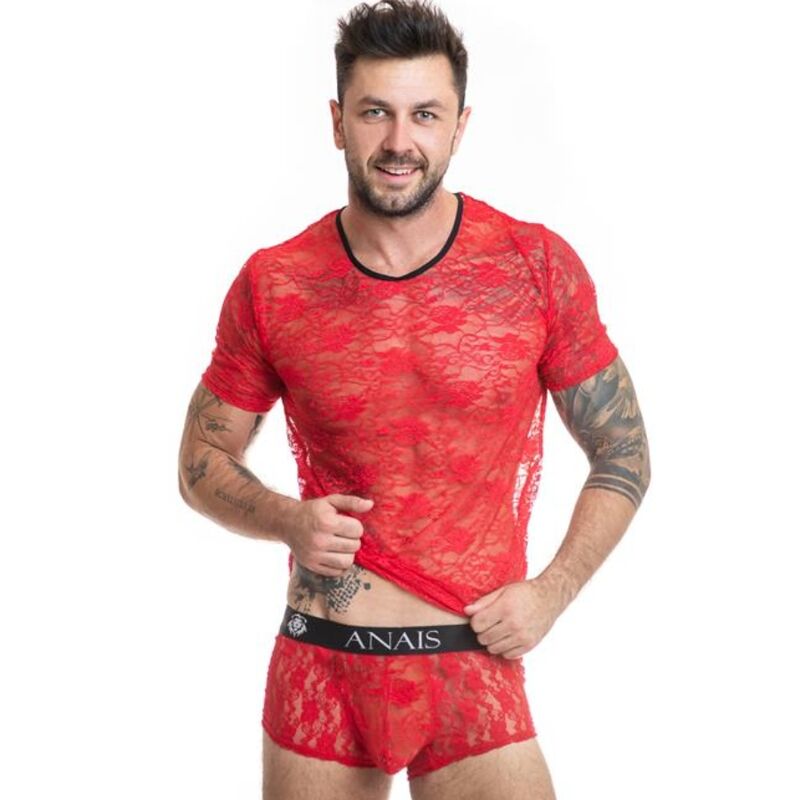 T-shirt en dentelle rouge BRAVER – Lingerie sexy fleurie