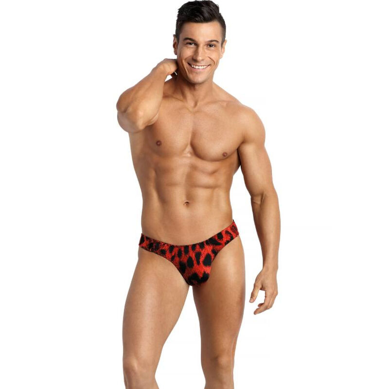 String homme rouge imprimé animal - Sauvage par Anais