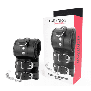 Menottes en cuir PVC noires – Élégance et soumission raffinée