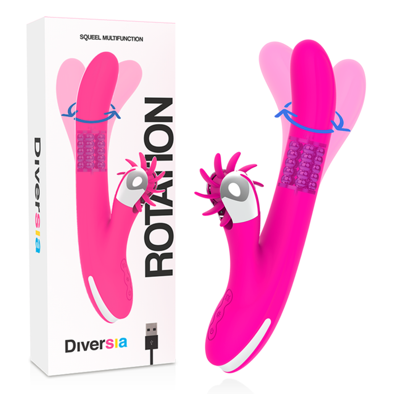 Vibromasseur rotatif DIVERSIA Bunny Rotation en silicone ultra-doux