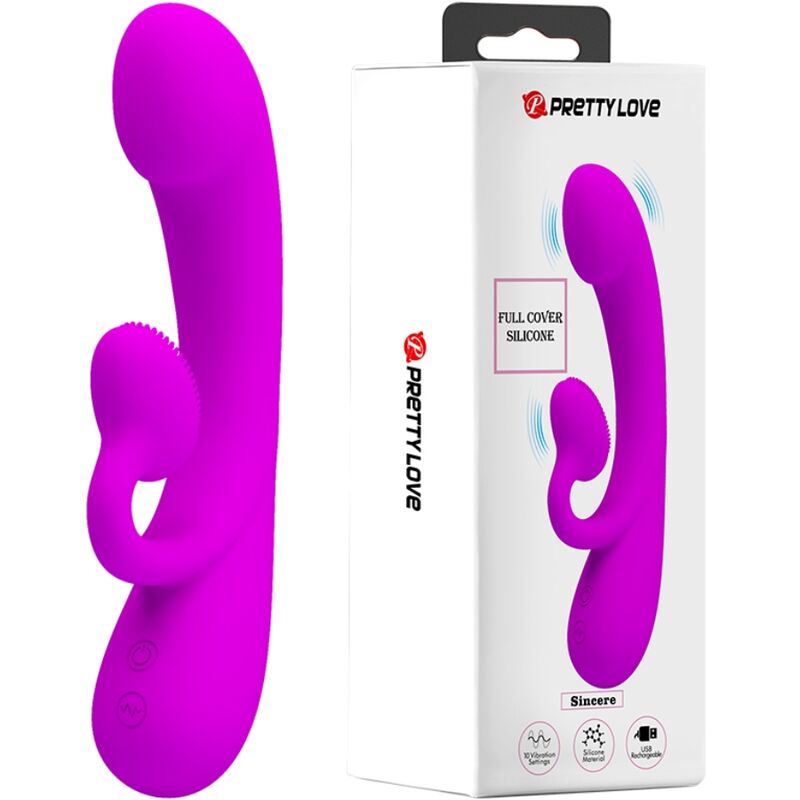 Vibromasseur Rabbit Pretty Love violet : Plaisir double sensation