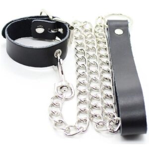 Collier fétiche cuir & chaîne métal Ohmama – explore l'art de la soumission