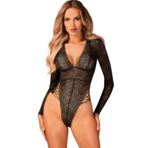 Teddy en dentelle sexy avec laçage – Séduction Obsessive