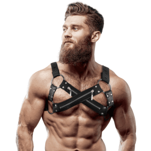 Harnais poitrine homme cuir vegan - Look sexy et affirmé