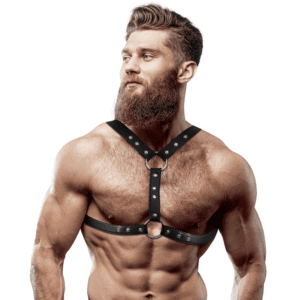 Harnais de poitrine homme sexy en cuir vegan ajustable