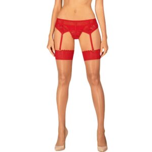 Collants sexy nude et dentelle rouge - Obsessive