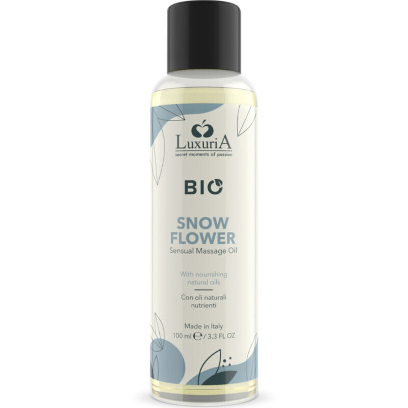 Huile de massage bio Luxuria Snow Flower – Sensualité naturelle