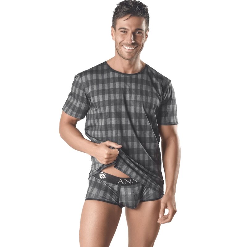Camiseta sexy homme à carreaux gris – AEGIS Anais Apparel