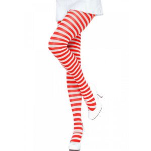 Bas nylon rayés rouges et blancs pour femme - Look sexy et espiègle