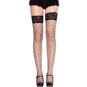 Bas cuissardes résille avec dentelle noire - Sensualité et Élégance