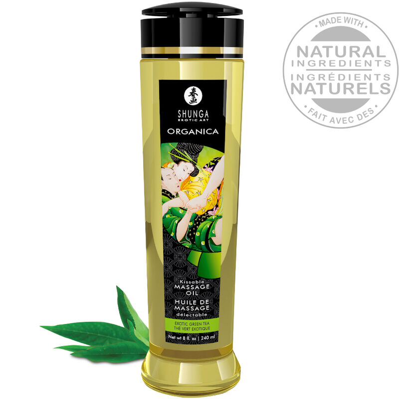 Huile de massage érotique Shunga au thé vert – invitation au plaisir