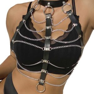 Harnais de poitrine en cuir noir Subblime – Séduction et puissance