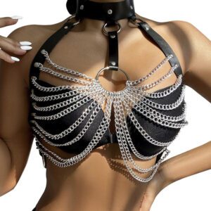 Harnais de poitrine Subblime – Lingerie sexy en cuir noir