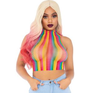Top court en filet arc-en-ciel Rainbow Net - Leg Avenue