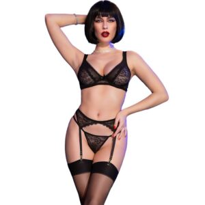 Ensemble lingerie sexy 4 pièces Chilirose – séduction raffinée