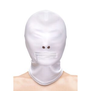 Cagoule zippée blanche Fetish Fashion pour jeux de soumission