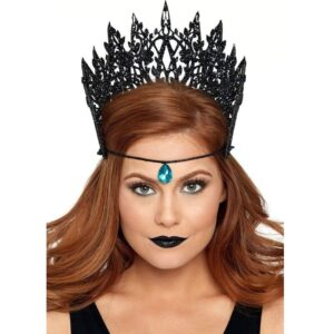 Sublime ta tenue avec notre <strong>couronne à paillettes noires avec bijou bleu</strong>