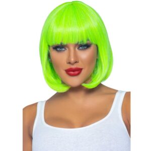 Perruque courte fluorescente verte – Look audacieux et lumineux