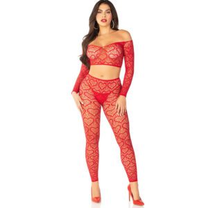 Ensemble crop top et collants rouges – Look audacieux et sexy