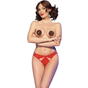 Ensemble cache-tétons et culotte festive Chilirose – Esprit de Noël
