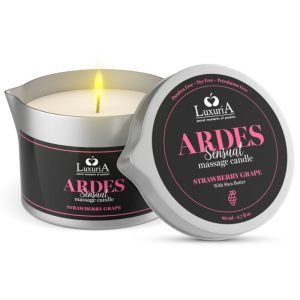 Bougie de Massage Luxuria Ardes Raisin/Fraise pour Plaisirs Sensuels