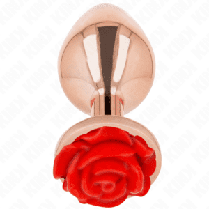 Plug anal or rose avec ornement rose rouge – Sensations élégantes assurées