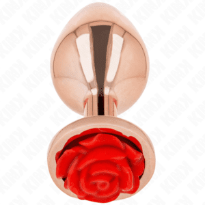 <strong>Plug anal en métal or rose avec ornement de rose rouge</strong> : luxe et sensualité