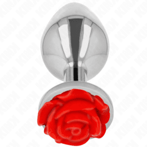 Plug anal métallique orné d’une rose rouge élégante