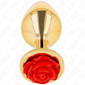 Plug anal doré avec rose rouge – Éveil élégant de vos sens