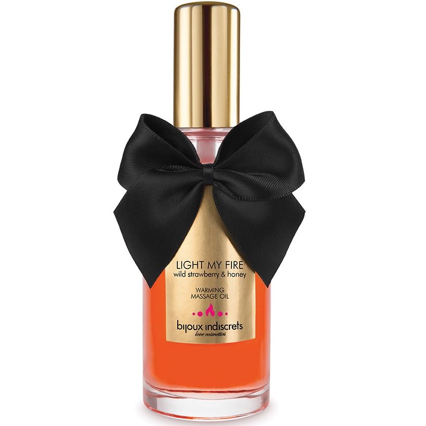Huile de massage chauffante fraise des bois pour jeux sensuels