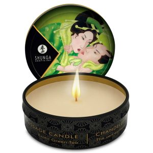 Bougie de massage Shunga au thé vert pour moments sensuels