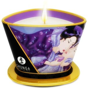 Bougie de massage Shunga fruits exotiques – Rituel sensuel inoubliable