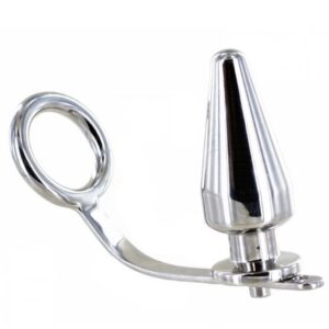 Cockring BDSM avec Plug Anal en Acier Chirurgical