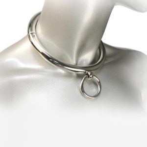 Collier BDSM en métal chromé avec clé Allen