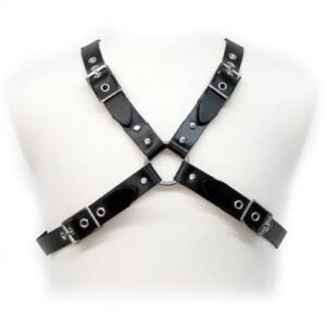 Harnais BDSM pour homme en cuir noir réglable