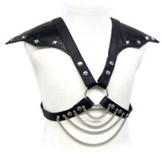 Harnais en cuir avec ailes d'épaule et chaînes de corps