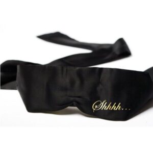 Masque en satin Chut pour jeux érotiques sensoriels